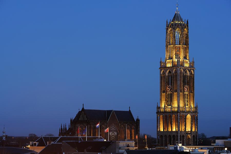 Beautiful Dom Tower and Dom Church in Utrecht in the evening 275 Photograph by Merijn Van der Vliet