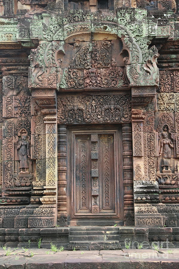 Beautiful Door Entrance 10th Century Cambodia Architecture  Photograph by Chuck Kuhn