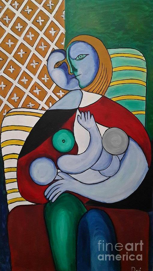Picasso Painting - Beautiful Family by Tecla Devika Alahakoon
