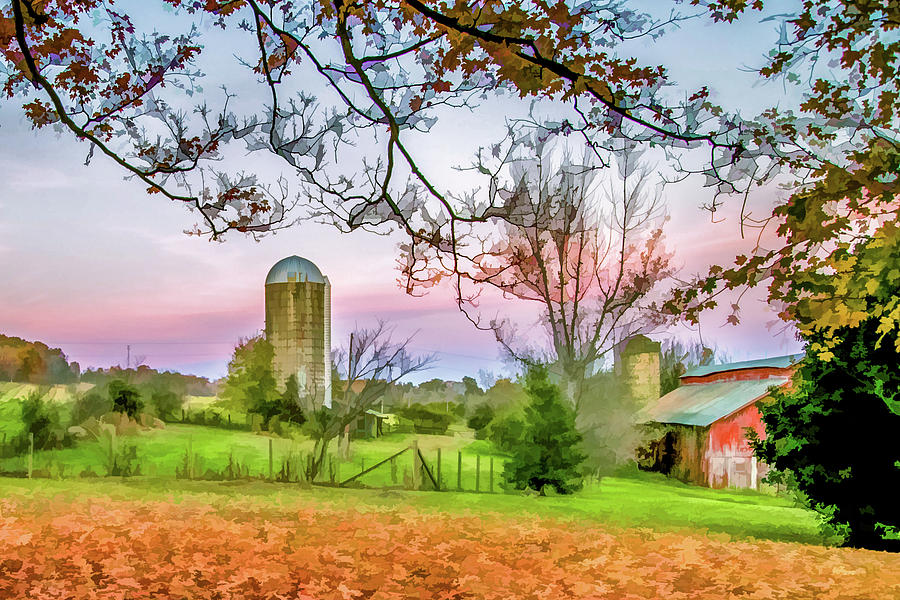 Beautiful Farm in Fall Digital Art by Lisa Lemmons-Powers