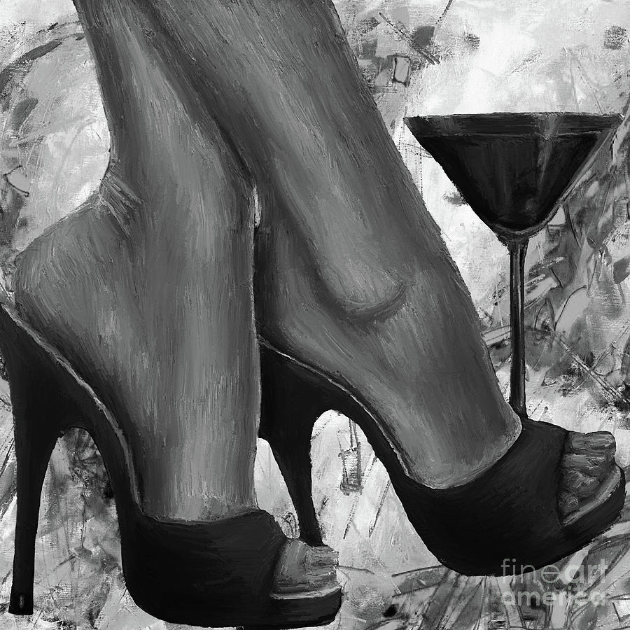 Beautiful feet with wine  Painting by Gull G