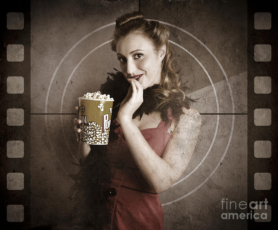 Beautiful Film Actress On Vintage Movie Screen Photograph by Jorgo Photography