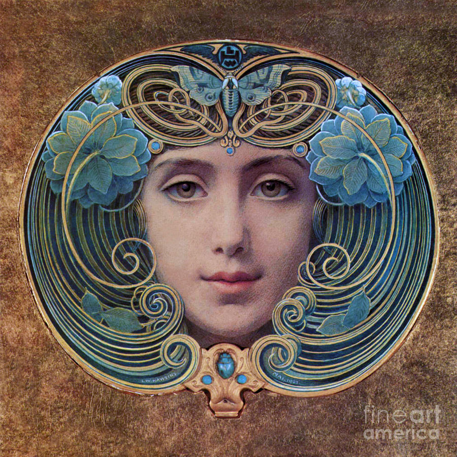 art nouveau woman face