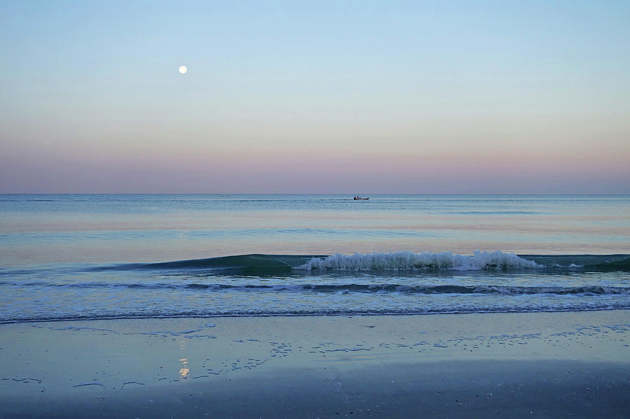 Beautiful Full Moon Surise on Naples Beach Naples Florida Photograph by Toby McGuire