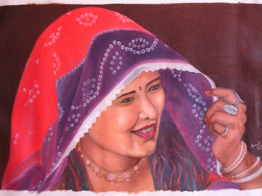 Portrait Painting - Beautiful Girl by Rupavani Talari