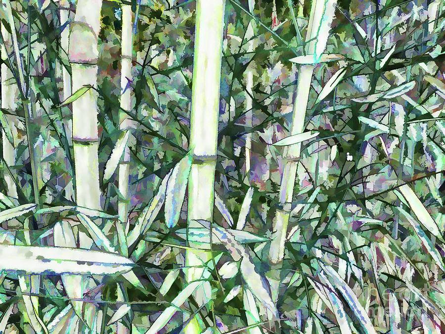 Beautiful green leaf bamboo Painting by Jeelan Clark