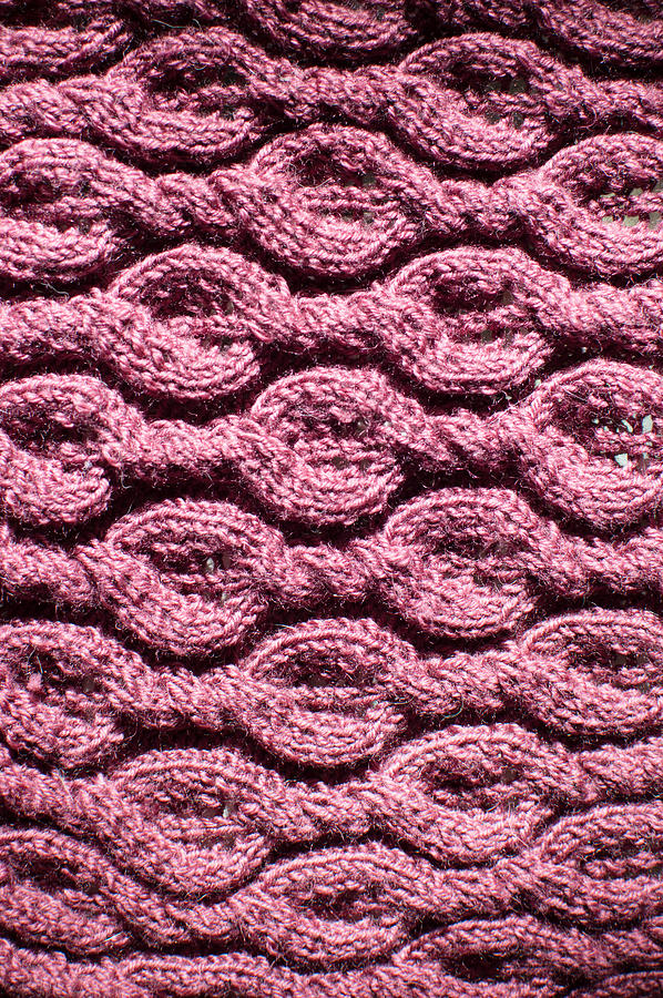 Abstract Pyrography - Beautiful Handmade Purple Wool Knitted Fabric Closeup by Olga Rosi
