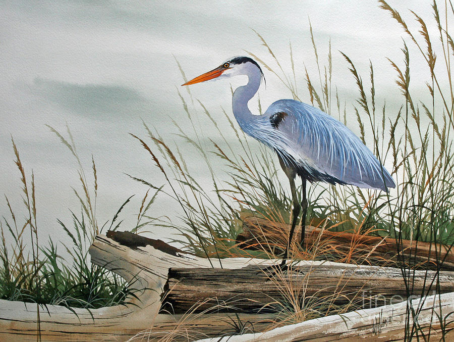 Beautiful Heron Shore Painting by James Williamson