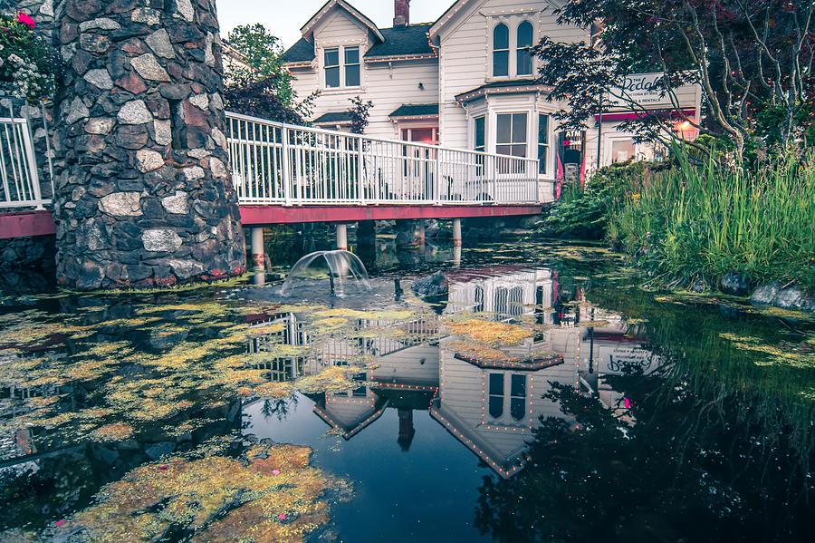 Beautiful Historic Home Details And Nature Pond With Reflection Photograph by Alex Grichenko