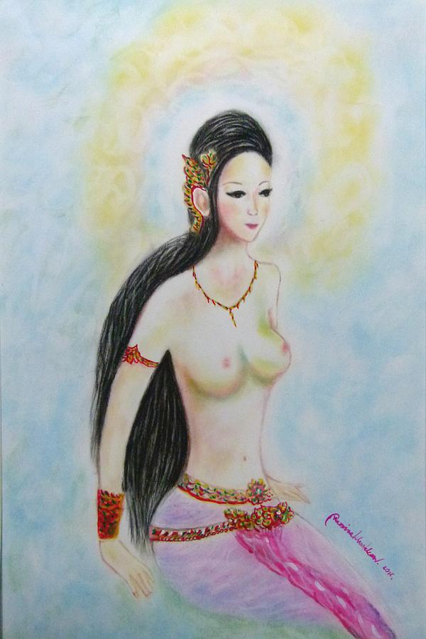 Beautiful lady Painting by Wanvisa Klawklean