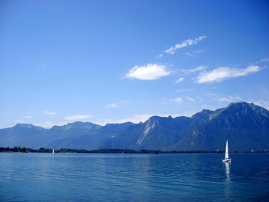 Beautiful lake Geneva,view from Castle Chillon MONTREUX, Switzerland ...