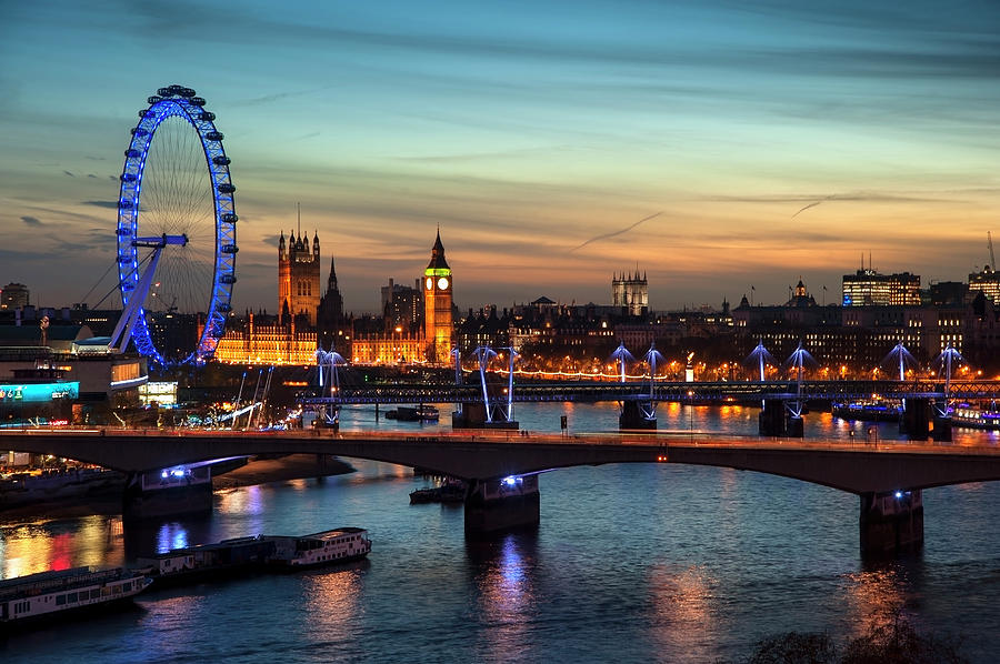Beautiful landscape image of the London skyline at night looking Photograph  by Matthew Gibson - Fine Art America