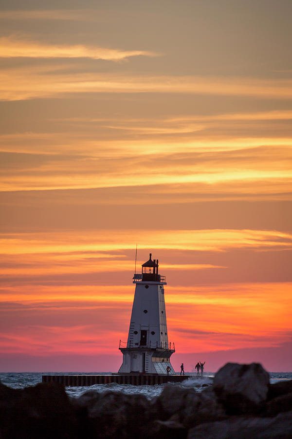 Beautiful Ludington Lighthouse Sunset Photograph by Adam Romanowicz