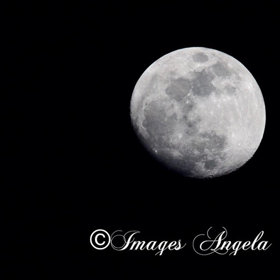 Nature Photograph - Beautiful Moon Shot #beautiful by Angela Ahrens