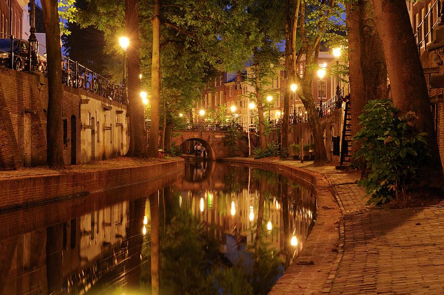 Beautiful new canal with wharf in Utrecht at dusk 265 Photograph by Merijn Van der Vliet