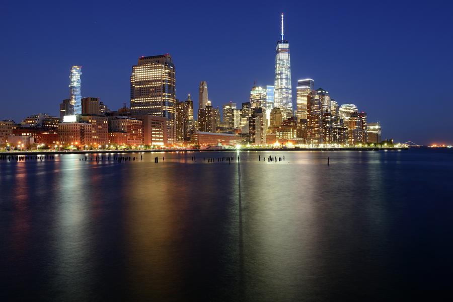 Beautiful New York city skyline at night - Lower Manhattan Photograph by Merijn Van der Vliet