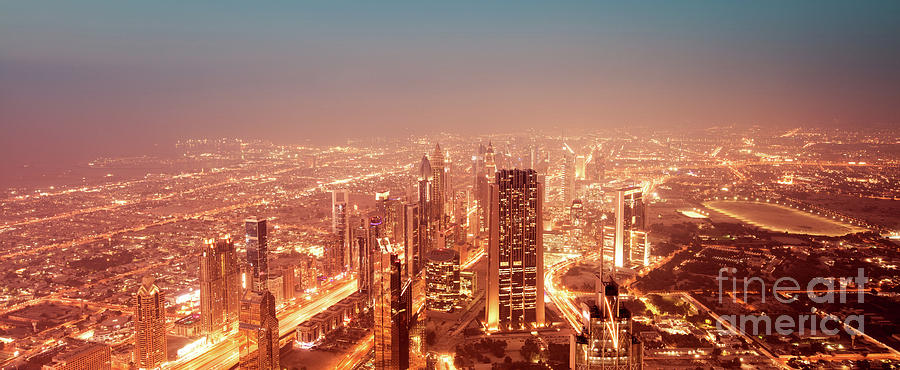 Beautiful night Dubai cityscape Photograph by Anna Om