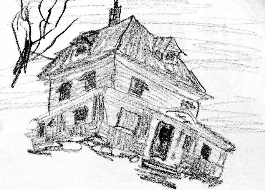 Beautiful older home in need of TLC Drawing by R Kyllo