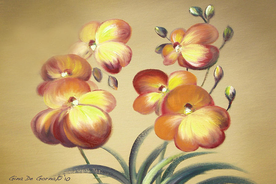 Beautiful Orchid Flowers Painting by Gina De Gorna