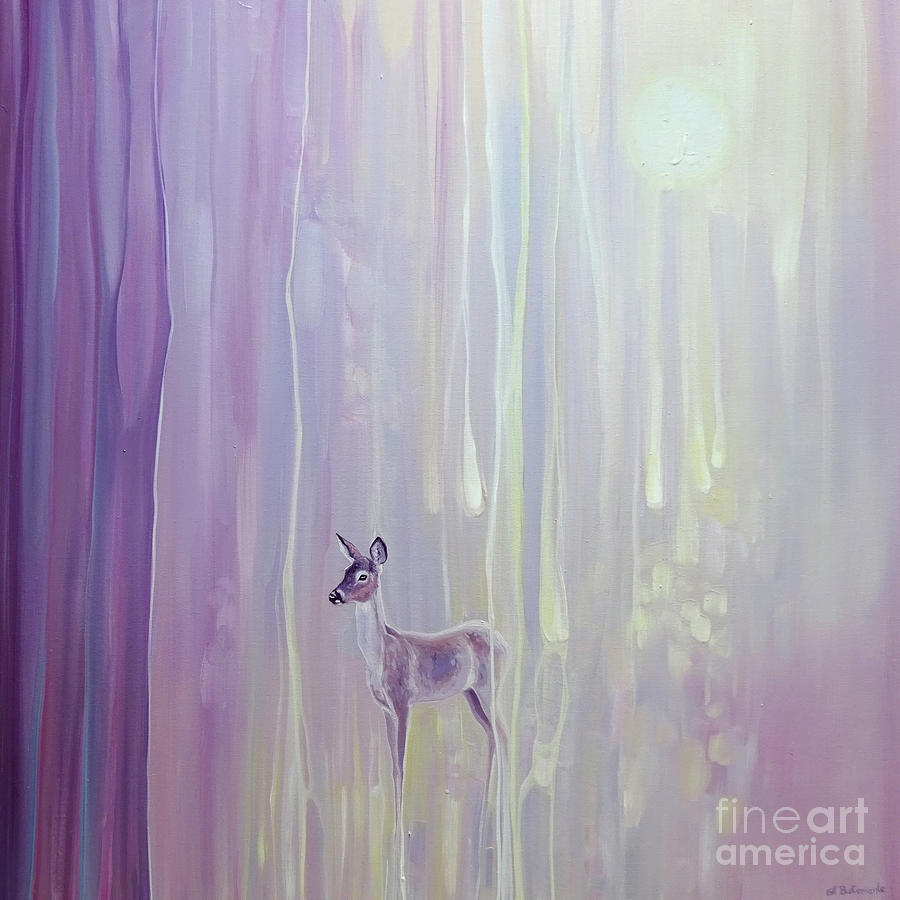 Deer Painting - Beautiful - original oil painting abstract with deer by Gill Bustamante