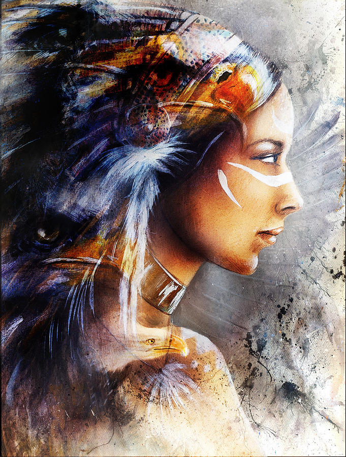 native american woman painting beautiful