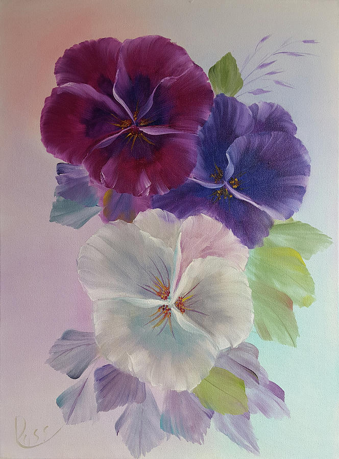Beautiful Pansies Painting by Russell Collins