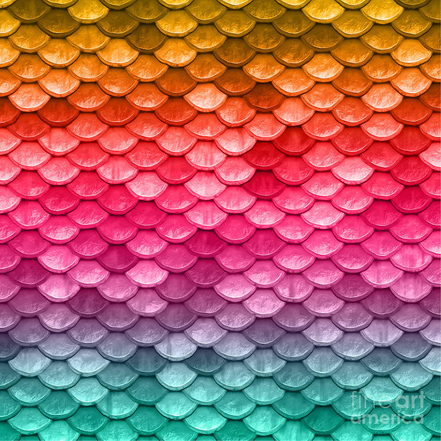 Mermaid Digital Art - Beautiful pastel diagonal rainbow spectrum II mermaid fish Scales by Tina Lavoie