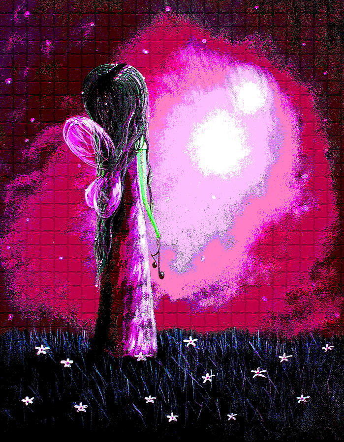 Beautiful Pink Angel Fairy by Shawna Erback Painting by Moonlight Art Parlour