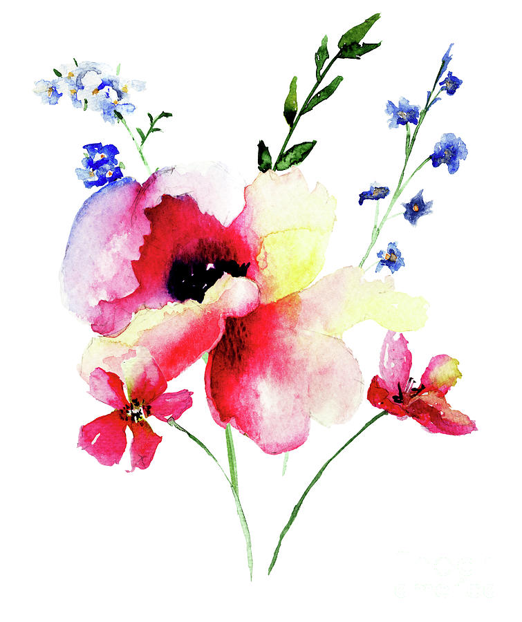 Beautiful Pink flowers Painting by Regina Jershova