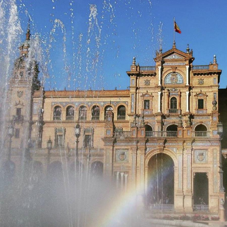 Holiday Photograph - Beautiful Rainbow On Sevilles Plaza by Eva Dobrikova