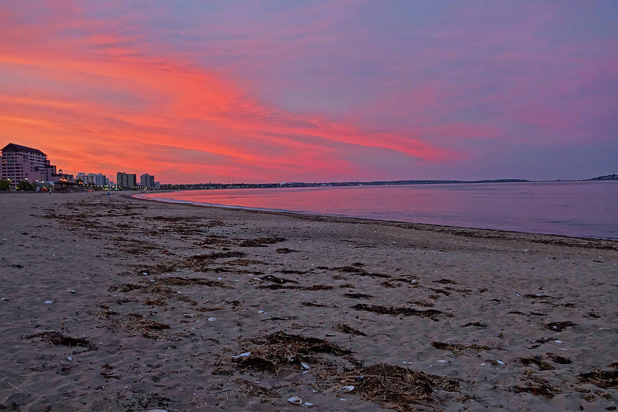 Beautiful Red Sunset over Revere Beach Revere MA Photograph by Toby McGuire