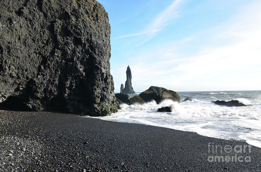 Beautiful Reynisfjara Beach and Sea Stacks off Vik Iceland Photograph by DejaVu Designs