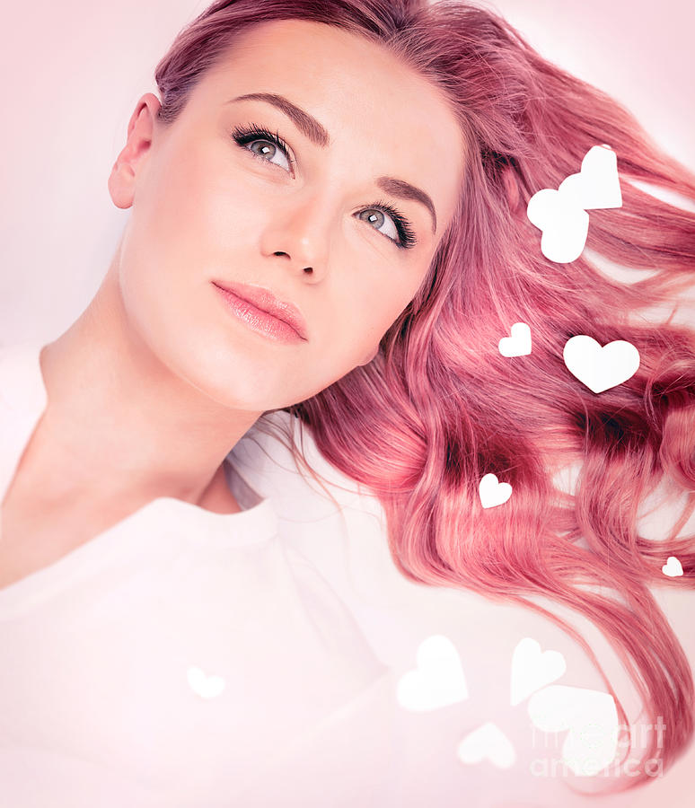 Beautiful romantic girl with pink hair style Photograph by Anna Om
