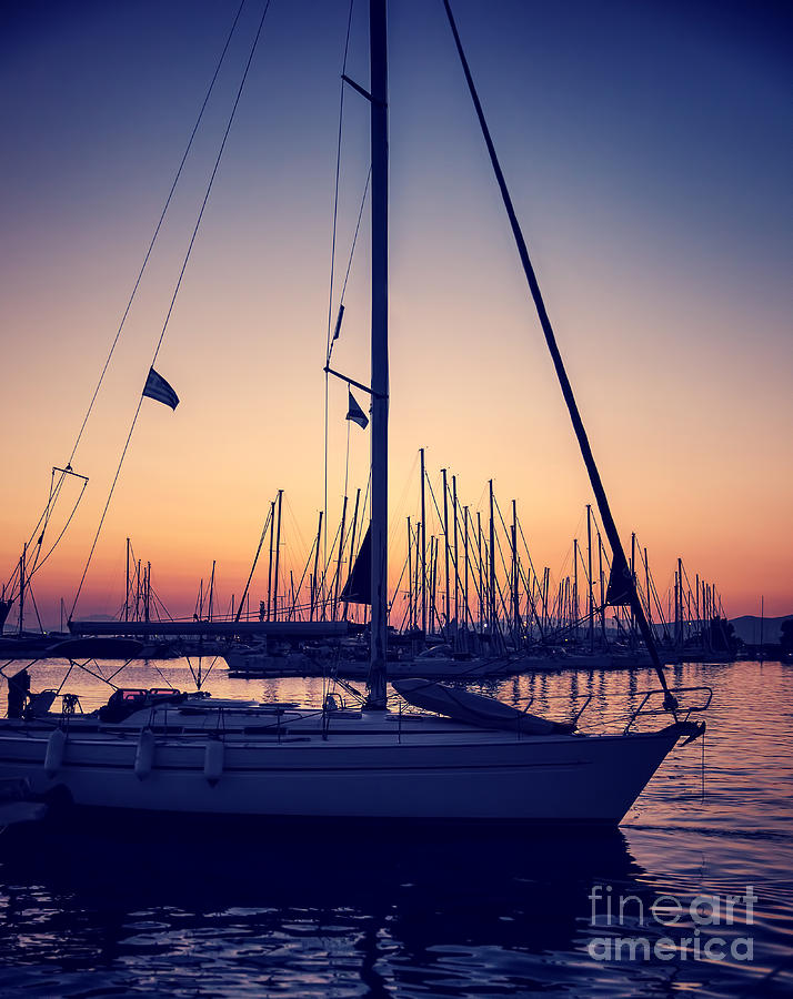 Beautiful sailboat on sunset Photograph by Anna Om
