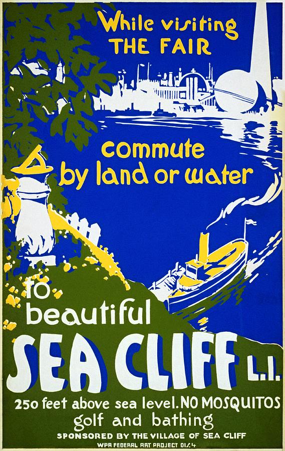 Beautiful Sea Cliff Long Island WPA poster 1939 Painting by Vincent Monozlay
