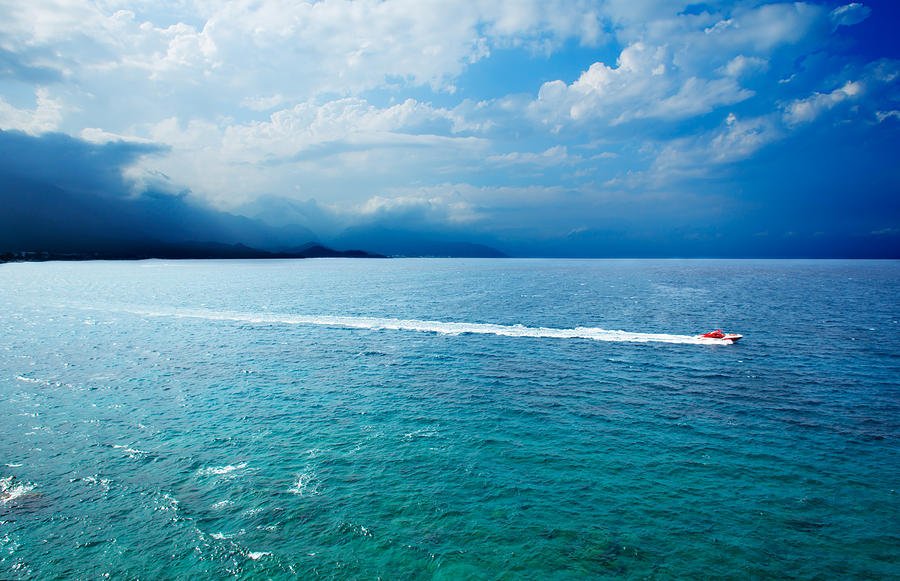 Beautiful seascape with speedboat Photograph by Vadim Goodwill - Pixels