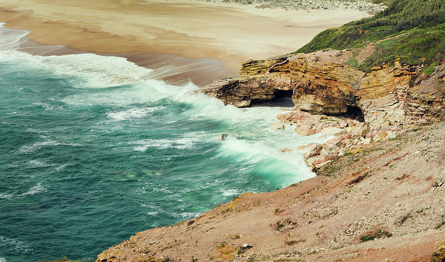 Beautiful shore of Nazare, Portugal Photograph by Zina Zinchik