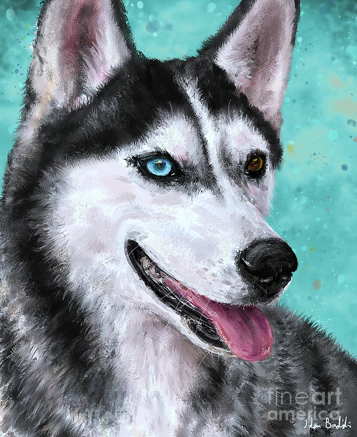 Beautiful Siberian Husky Painting with 