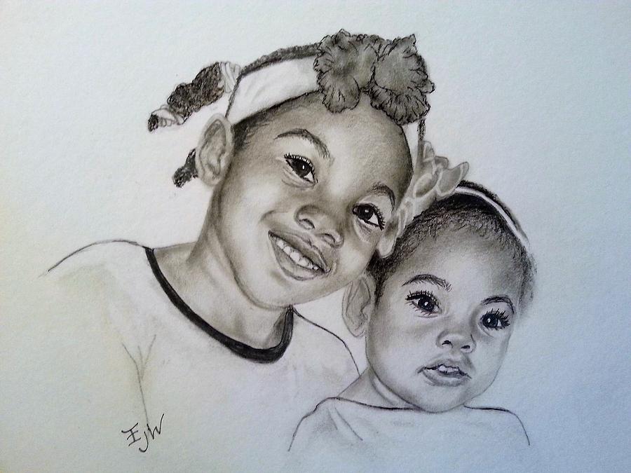Beautiful Sisters Drawing by Elizabeth Waitinas