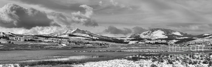 Yellowstone National Park Photograph - Beautiful Skies Over Swan Lake Flats Black And White by Adam Jewell