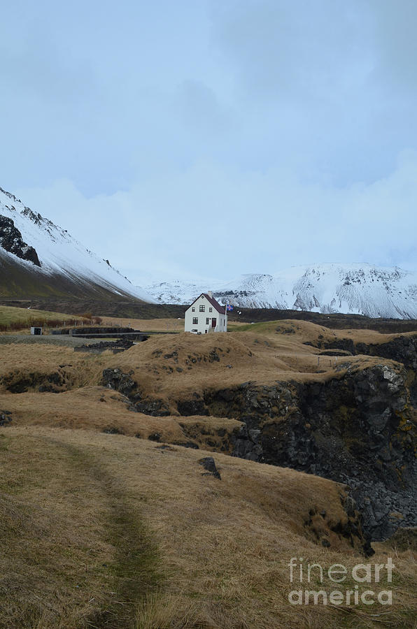 Beautiful Snow Covered Mountains Surround Hellnar Iceland Photograph by DejaVu Designs