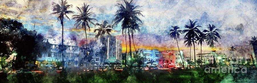 Miami Photograph - Beautiful South Beach Watercolor by Jon Neidert