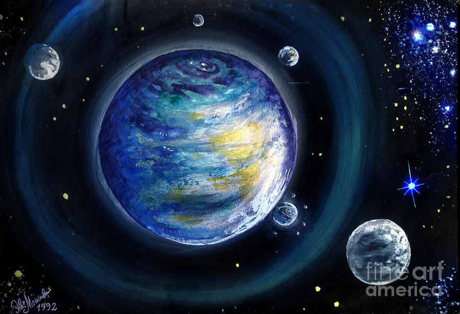 Space Painting - Beautiful space. Planets can dance too by Sofia Goldberg
