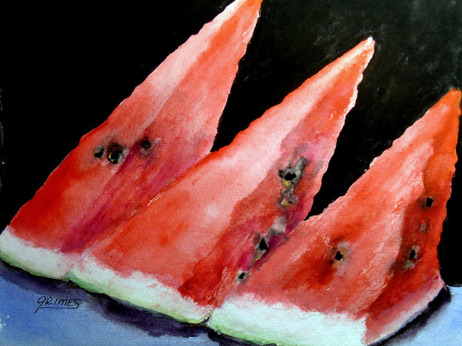 Beautiful Summer Watermelon  Painting by Carol Grimes