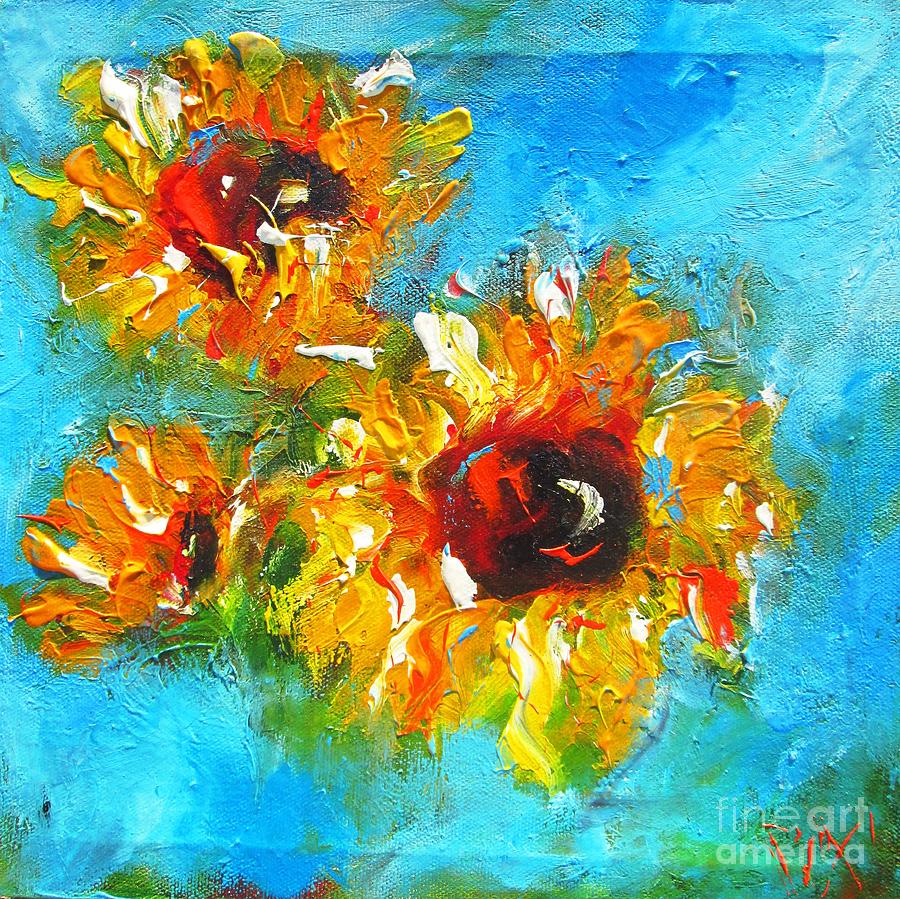 Beautiful Sunflowers Paintings Painting by Mary Cahalan Lee - aka PIXI
