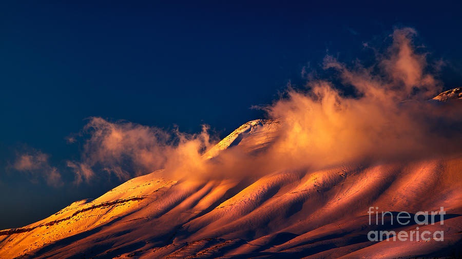 Beautiful sunset over snowy mountains Photograph by Anna Om