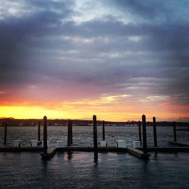 Sunset Photograph - Beautiful Sunset at Belmar Marina by Lauren Fitzpatrick