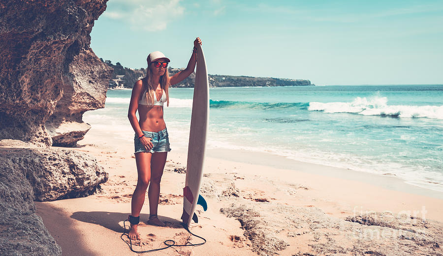 Beautiful surfer girl Photograph by Anna Om