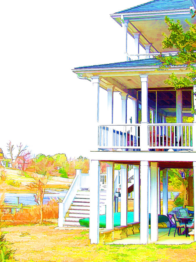 Beautiful waterfront home  Painting by Jeelan Clark