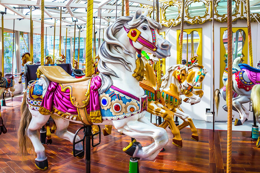 Beautiful White Carrousel Horse Photograph by Garry Gay